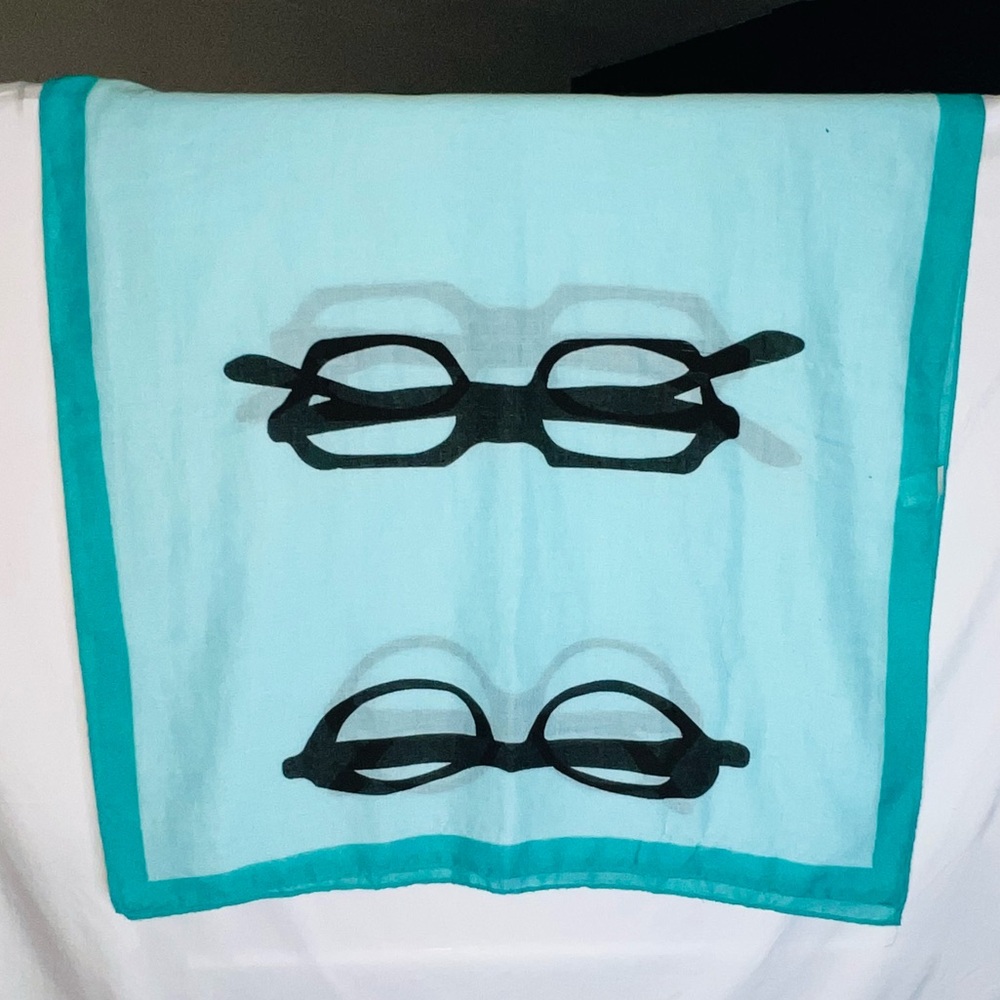 Teal and Black Glasses Print Scarf